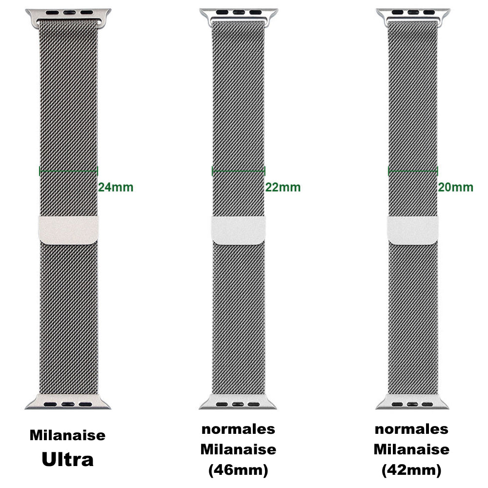 Milanaise Armband für Apple Watch Ultra, Ultra 2 & Ultra 3 (Schwarz, extra breit)