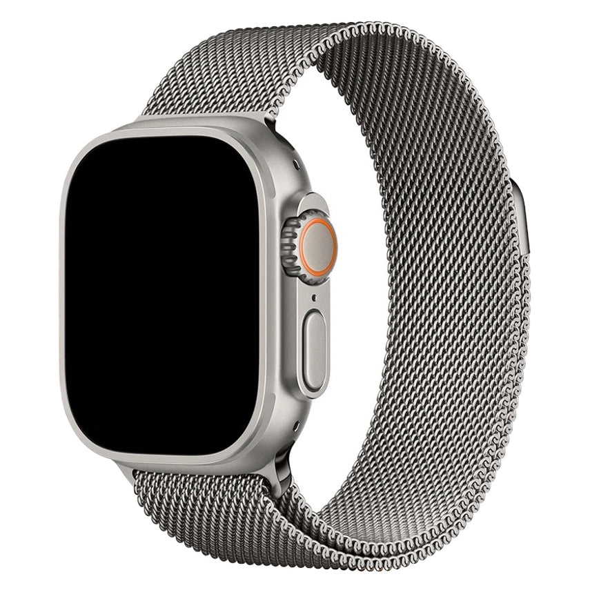 Milanaise Armband für Apple Watch Ultra, Ultra 2 & Ultra 3 (Titanfarben, extra breit)