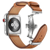 Echt-Leder Armband mit Schmetterlingsschnalle für Apple Watch