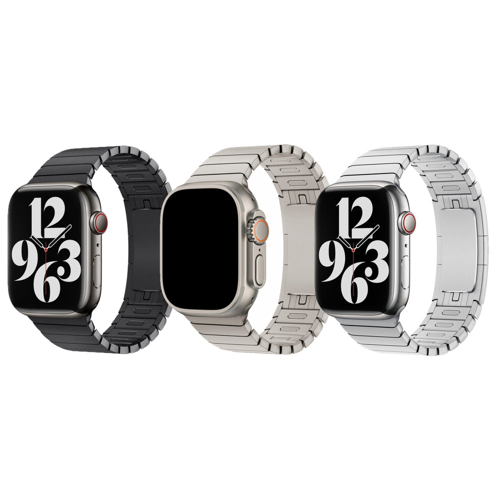 Gliederarmband für Apple Watch | per Knopf kürzen | mit Faltschließe
