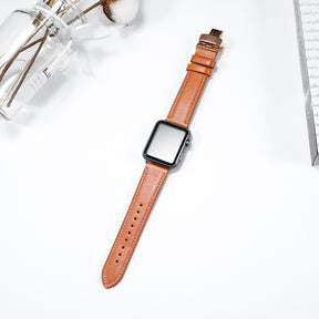 Echt-Leder Armband mit Schmetterlingsschnalle für Apple Watch